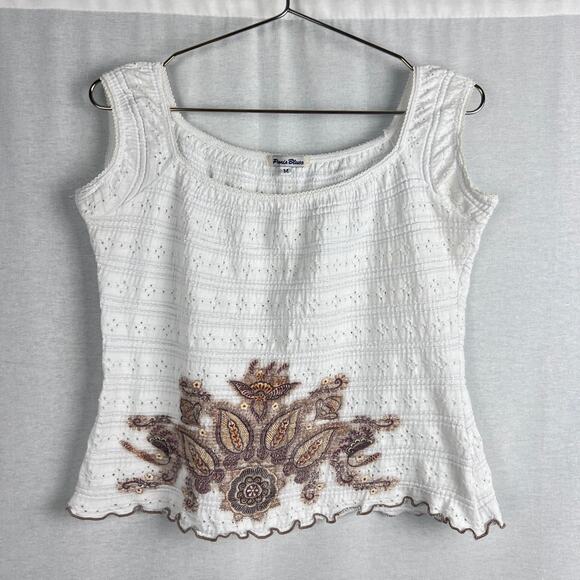 Vintage Paris Blues Top Y2K Peasant Blouse Eyelet Fairy Grunge Boho Coachella - Picture 1 of 7